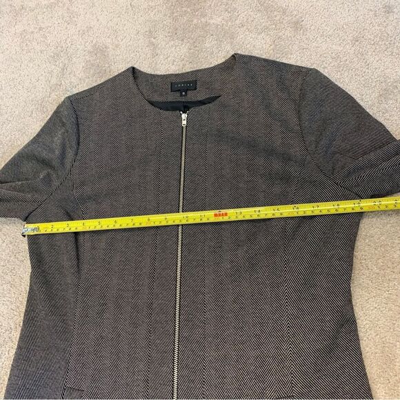 TOBIAS black herringbone long sleeve blazer coat zipper front Sz 10 NWOT - Picture 11 of 12